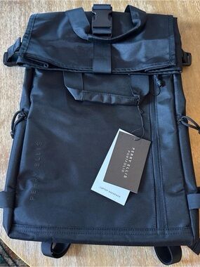 Perry Ellis Black Roll-Top Laptop Backpack